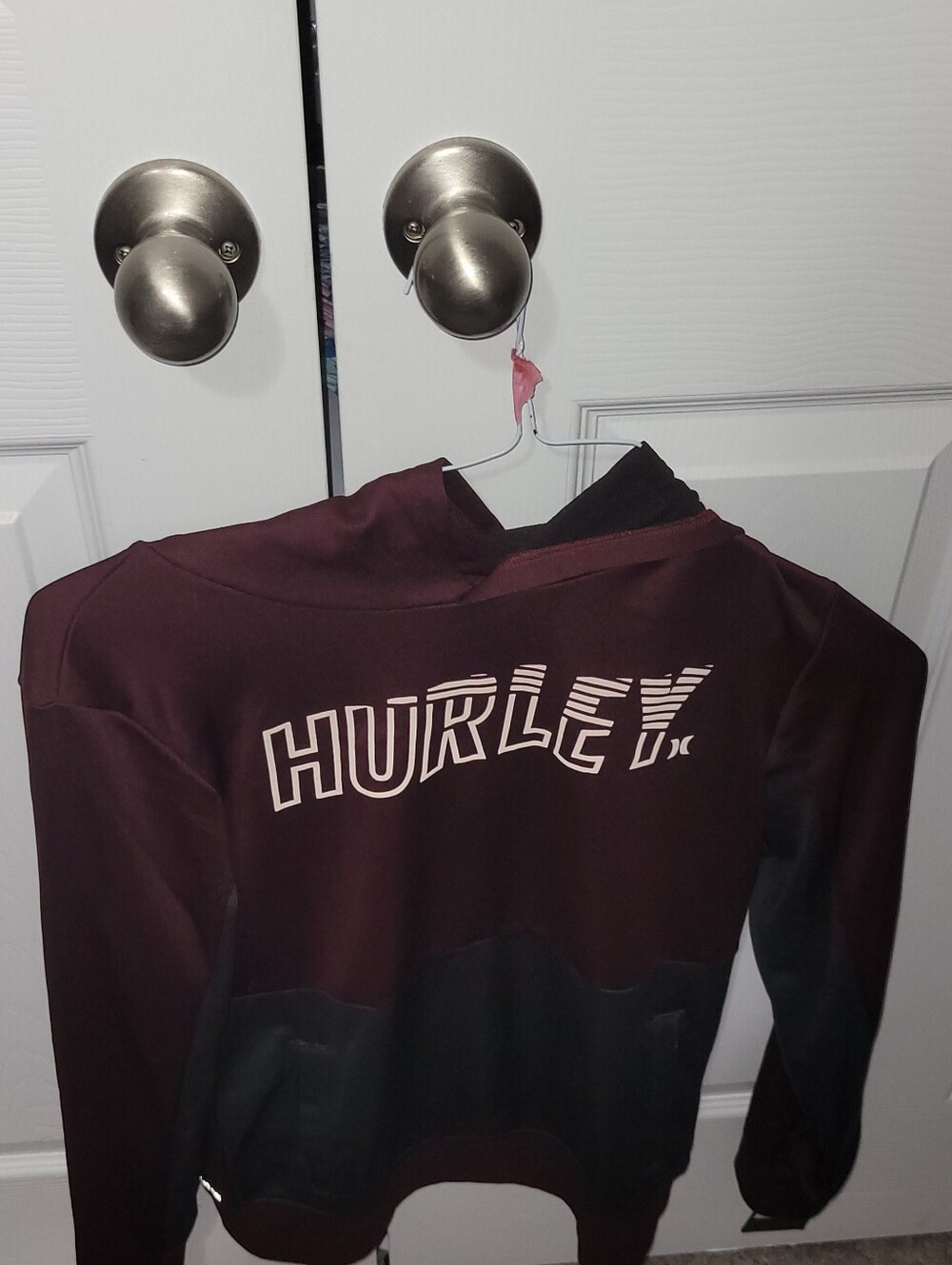 Boy's Hurley Maroon and Black Hooded Pullover Sweatshirt